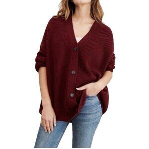 Jenni Kayne Cashmere Cocoon Cardigan Small Burgundy Oversized Sweater Luxury